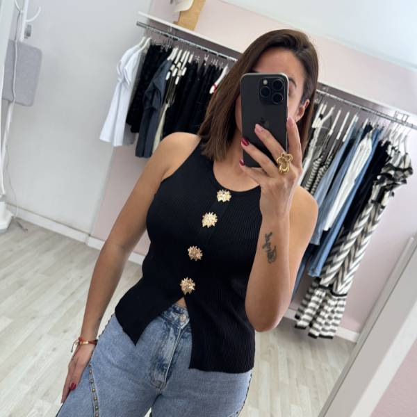 CHALECO NEGRO BROCHES