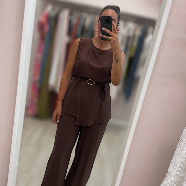 CONJUNTO CHOCO HEBILLA DORADA